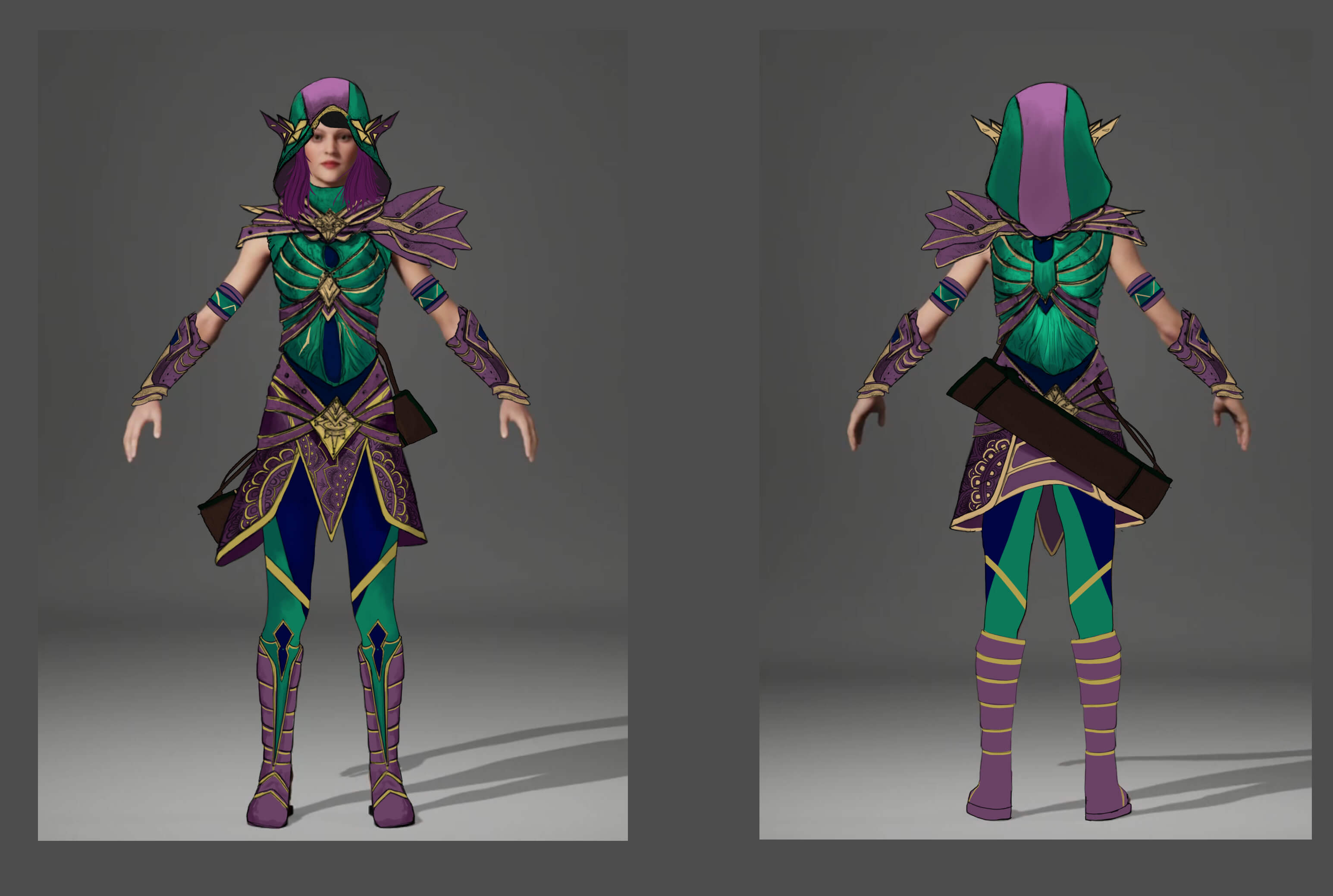 Concept art of an Elf dress in Astra Nova, showcasing intricate fantasy clothing design